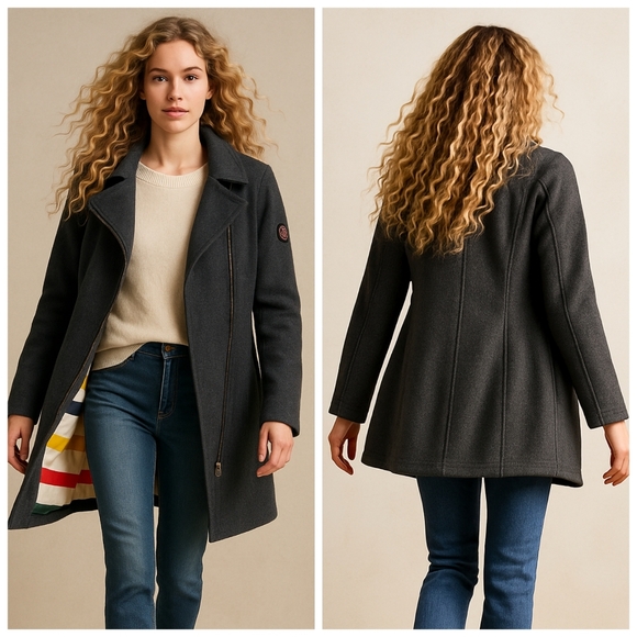 Pendleton Cascade Wool Blend Water-Resistant Hudson Bay Lined Coat Small   F250 - Picture 5 of 10